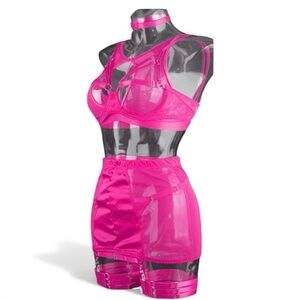 Lingerie set sexy 7pc HOT PINK brand new size small customize diff looks​